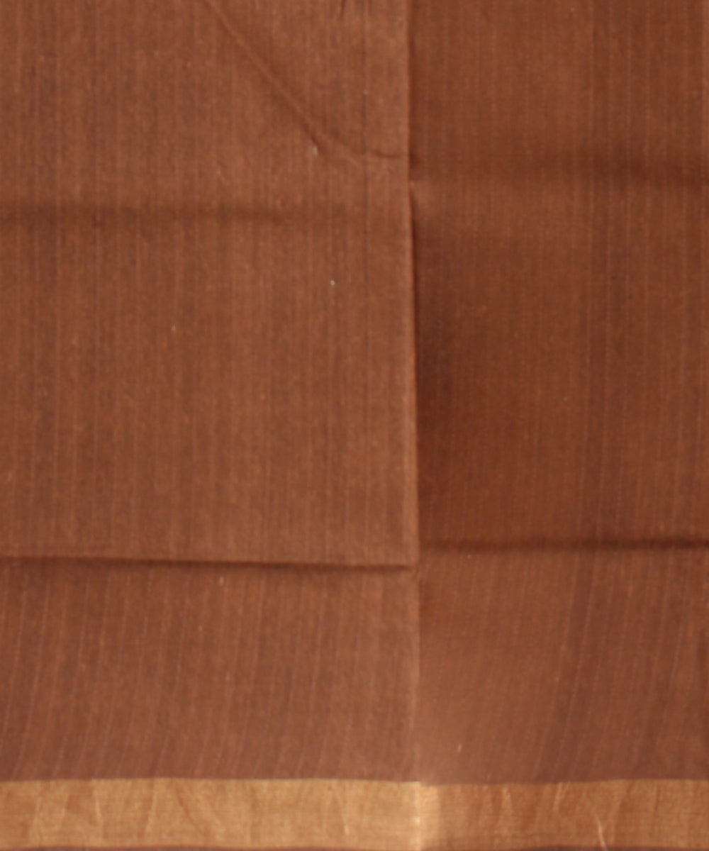 Pink brown raw silk handloom bhagalpur saree