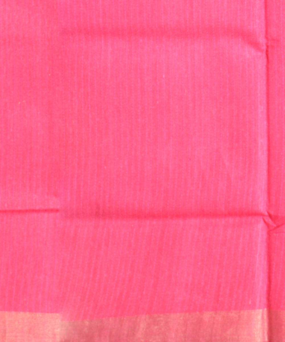 Yellow pink raw silk handloom bhagalpur saree