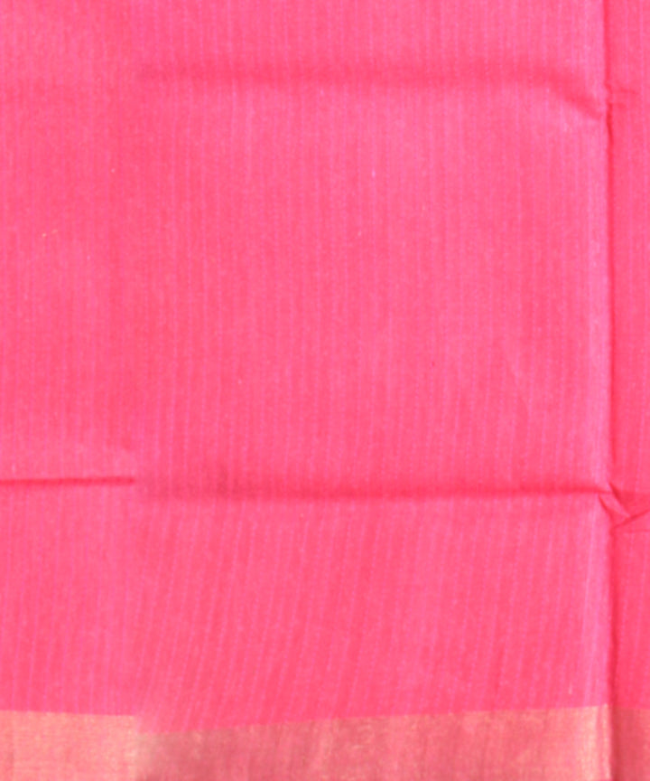 Yellow pink raw silk handloom bhagalpur saree