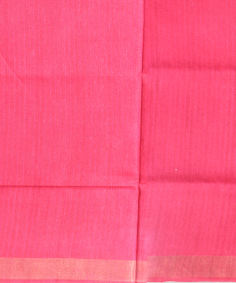 Grey red raw silk hand loom bhagalpur saree