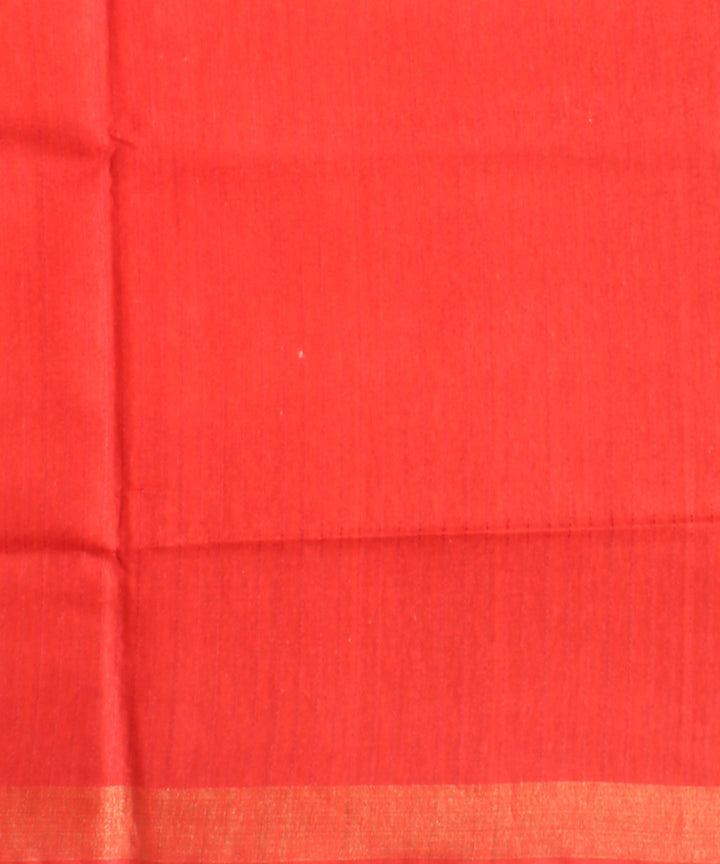 Beige orange raw silk hand loom bhagalpur saree