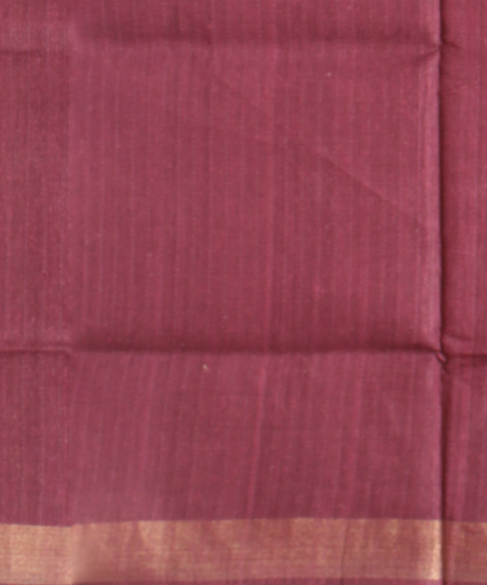 Brown maroon raw silk handloom bhagalpur saree
