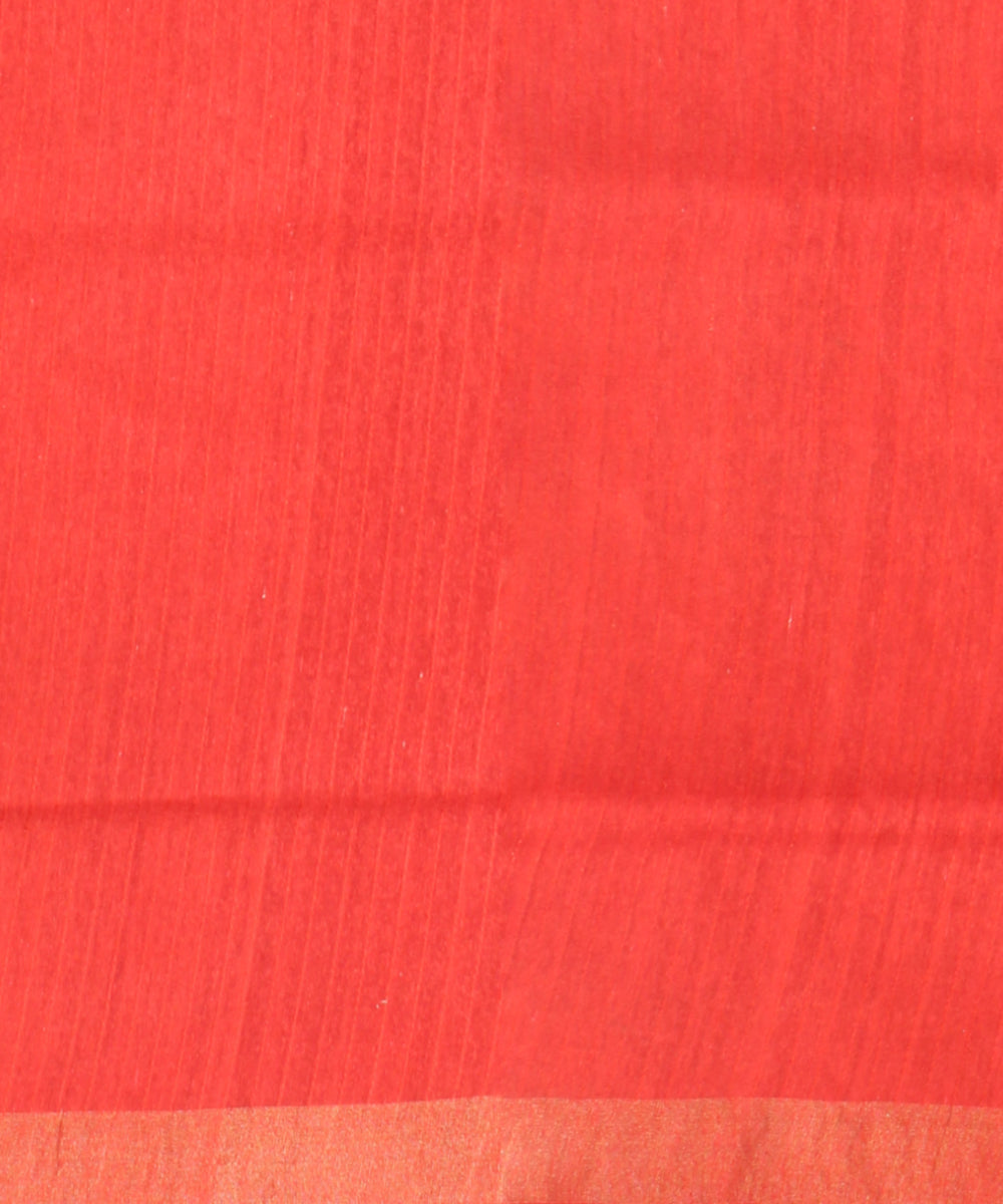 Beige red raw silk handloom bhagalpur saree