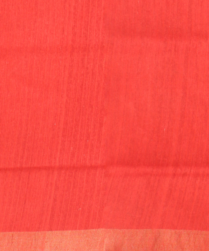 Beige red raw silk handloom bhagalpur saree