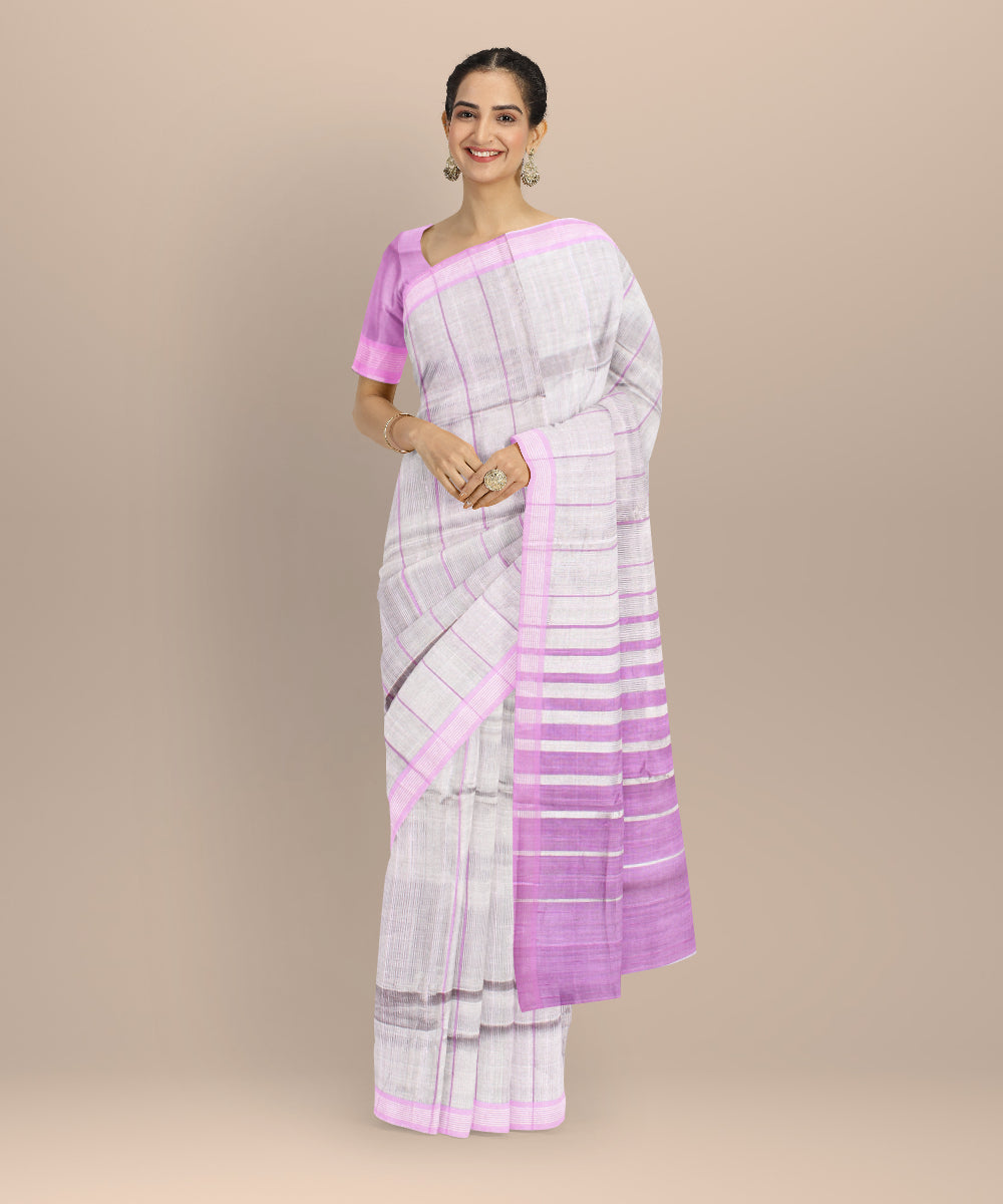 Grey violet raw silk handloom bhagalpur saree