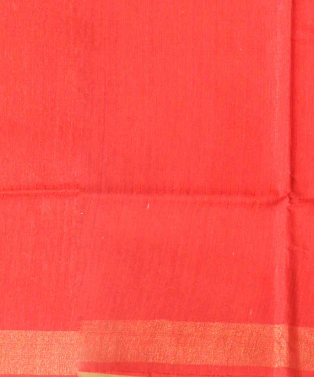 Beige orange raw silk handloom bhagalpur saree
