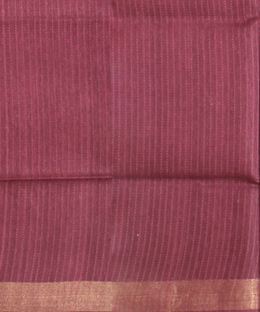 Brown purple raw silk hand loom bhagalpur saree
