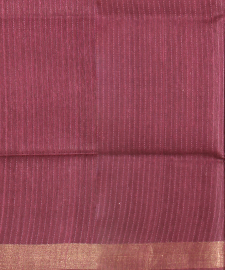 Brown purple raw silk hand loom bhagalpur saree