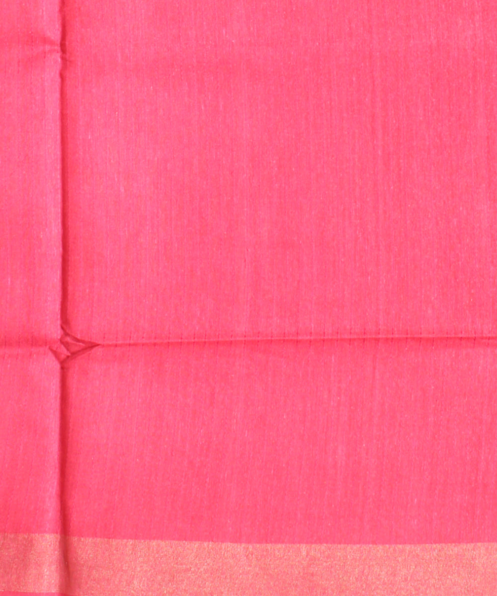 Red pink raw silk handloom bhagalpur saree
