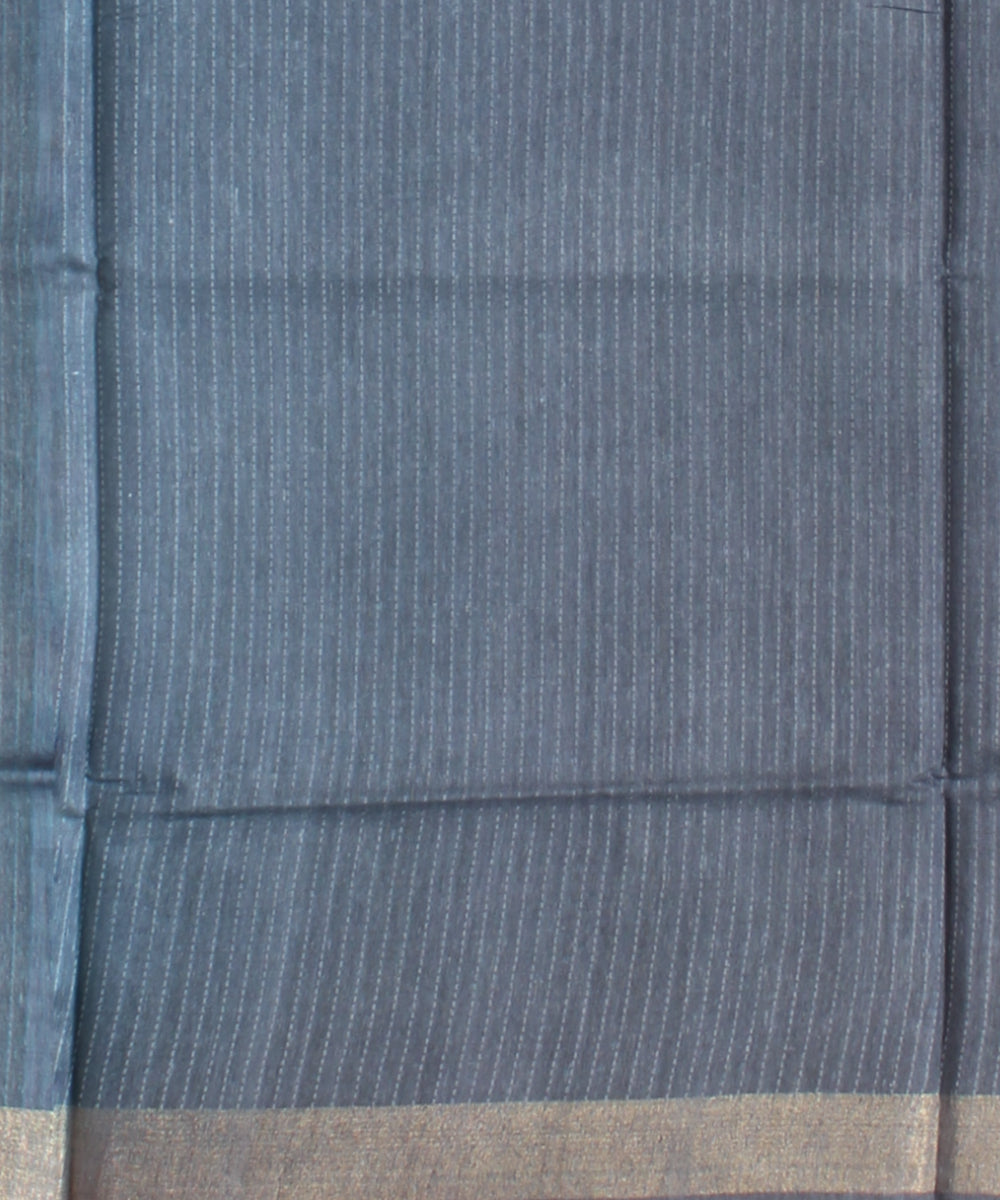 Sky blue grey raw silk handloom bhagalpur saree