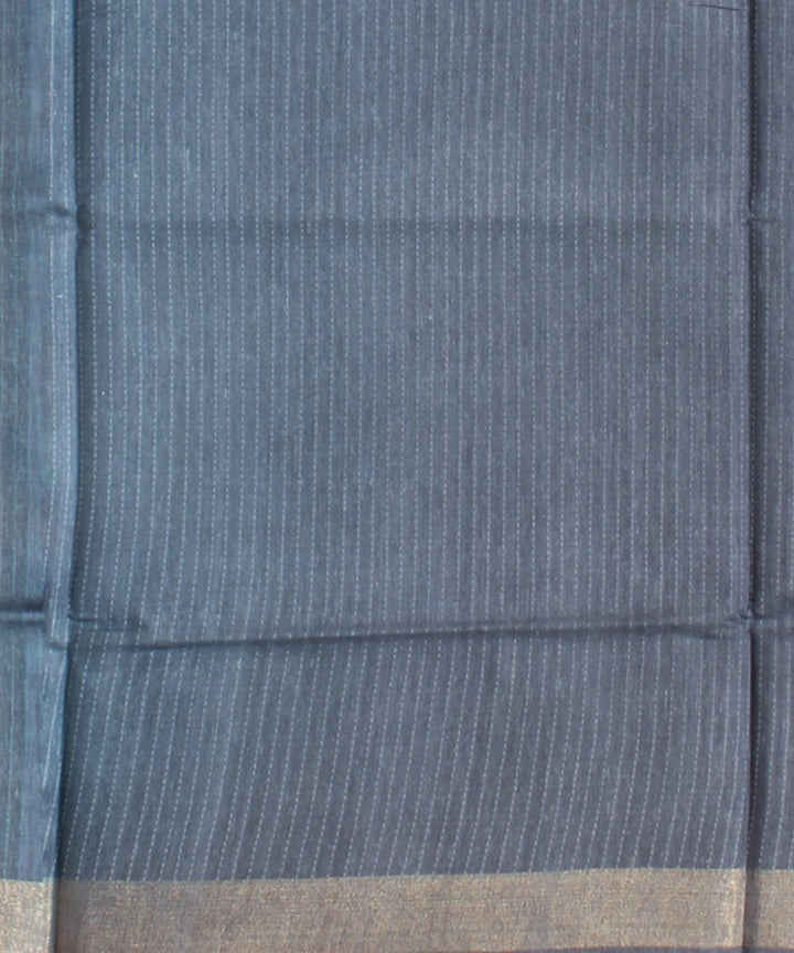 Sky blue grey raw silk handloom bhagalpur saree