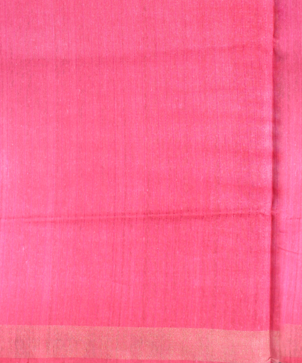 Grey red raw silk handloom bhagalpur saree