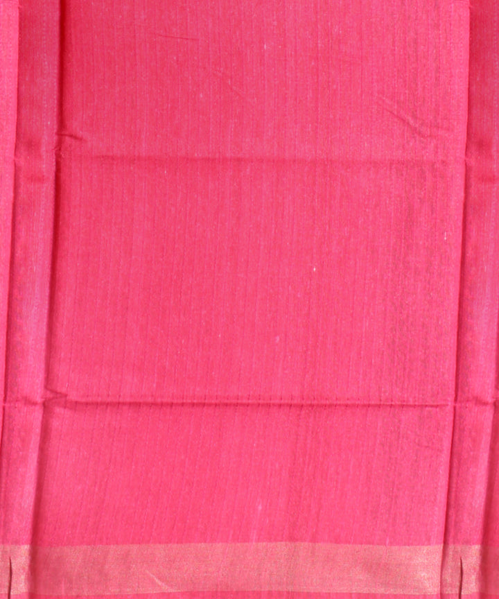 Grey pink raw silk bhagalpur hand loom saree