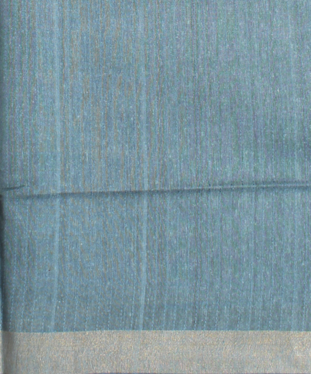 Pink blue grey raw silk handloom bhagalpur saree