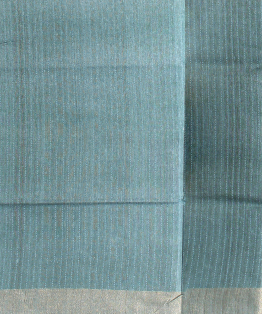 Sky blue powder blue raw silk handloom bhagalpur saree