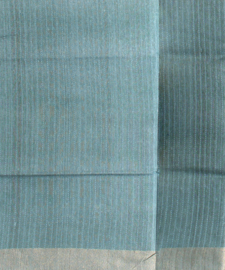 Sky blue powder blue raw silk handloom bhagalpur saree