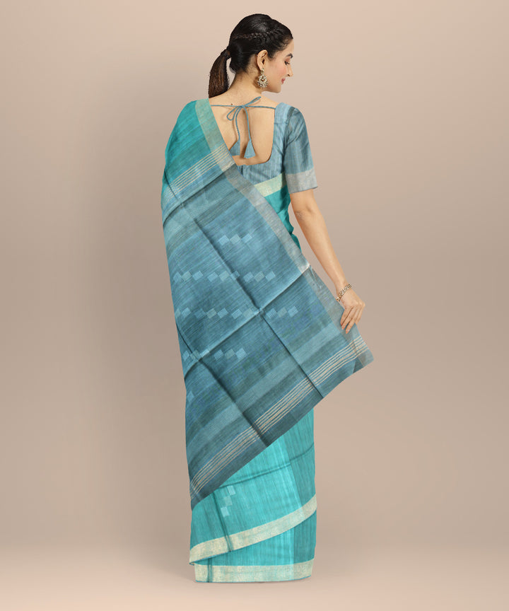 Sky blue powder blue raw silk handloom bhagalpur saree