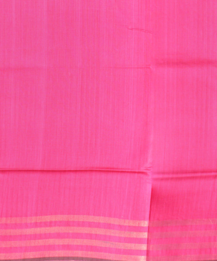 Mustard pink raw silk handloom bhagalpur saree