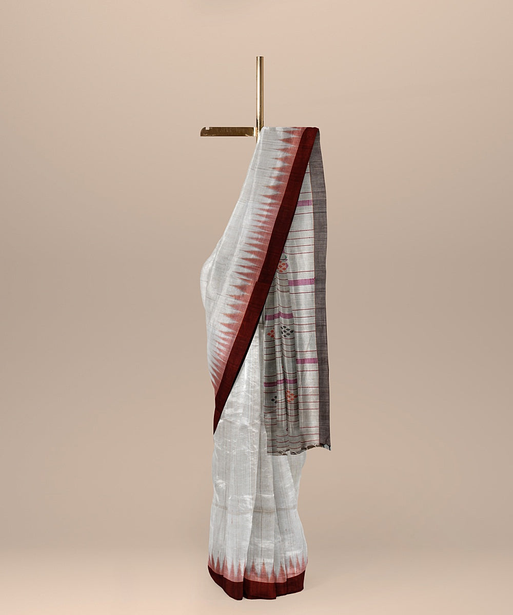 Beige multi handwoven gopalpur tussar silk saree