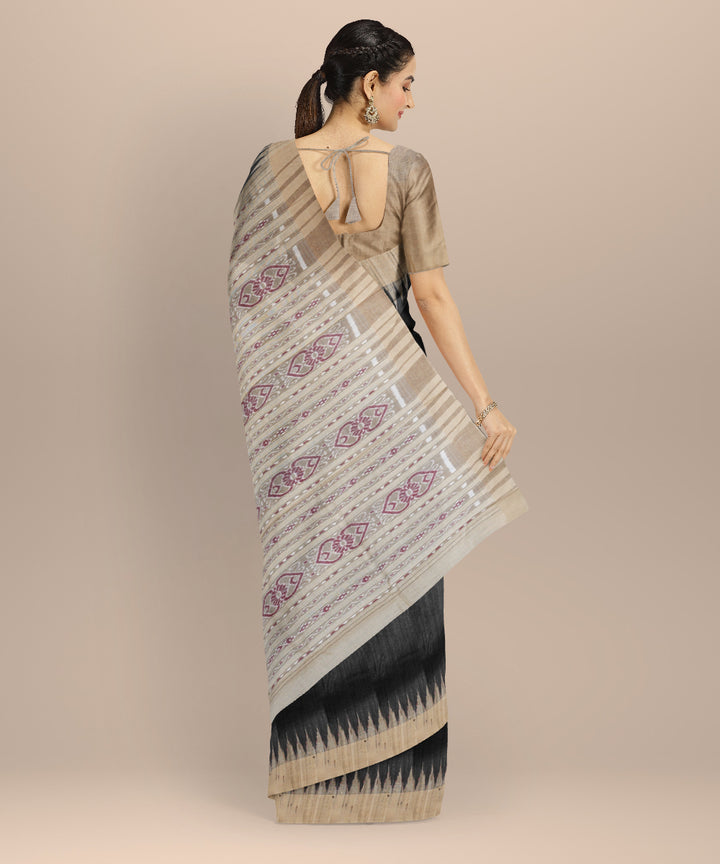 Black beige tussar silk handloom gopalpur saree