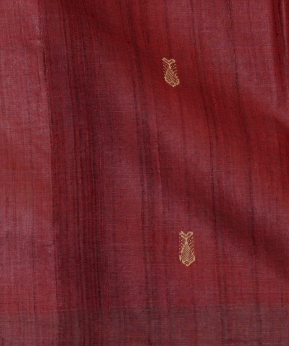 Beige maroon tussar silk handloom gopalpur saree