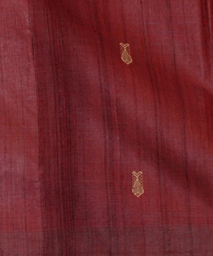 Beige maroon tussar silk handloom gopalpur saree