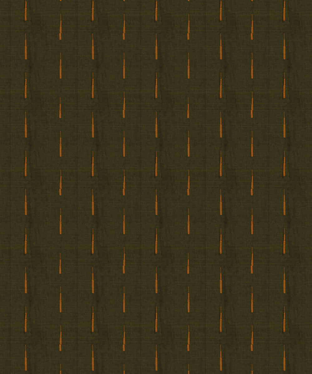 Dark green olive green cotton handloom kajivaram saree