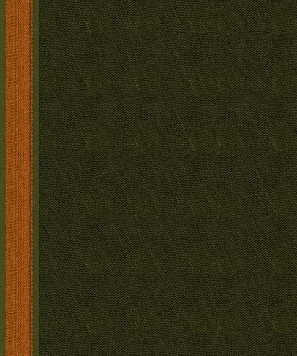 Dark green olive green cotton handloom kajivaram saree