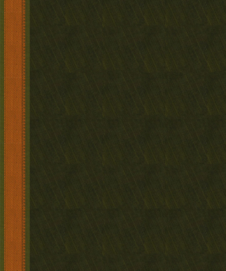 Dark green olive green cotton handloom kajivaram saree