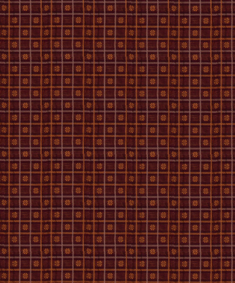 Maroon peach cotton handloom kajivaram saree