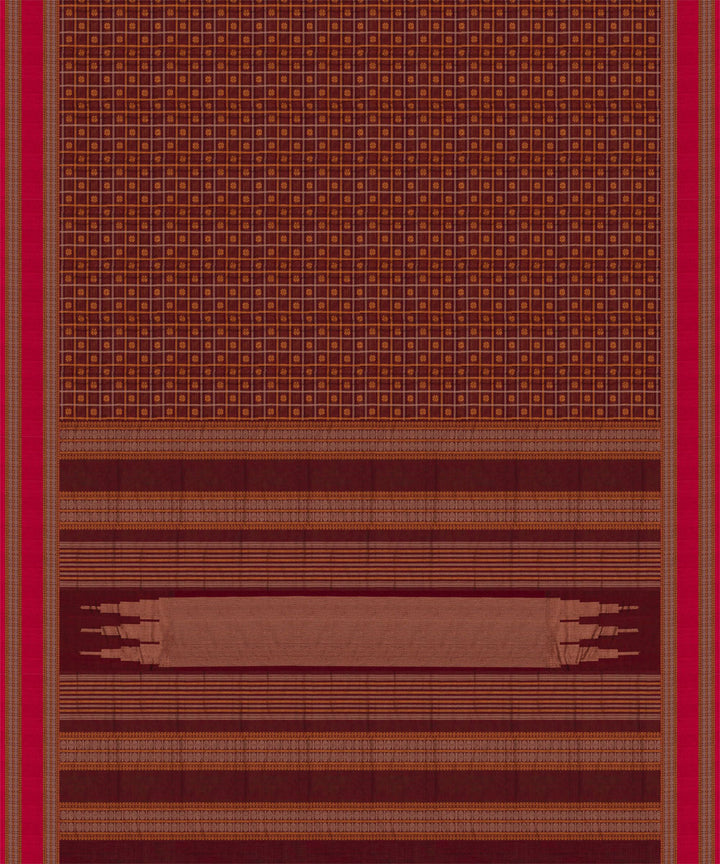Maroon peach cotton handloom kajivaram saree