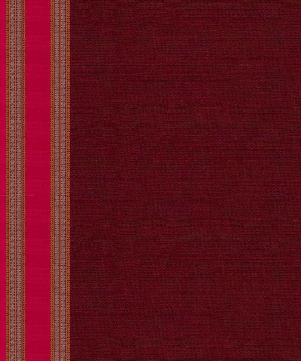 Maroon peach cotton handloom kajivaram saree