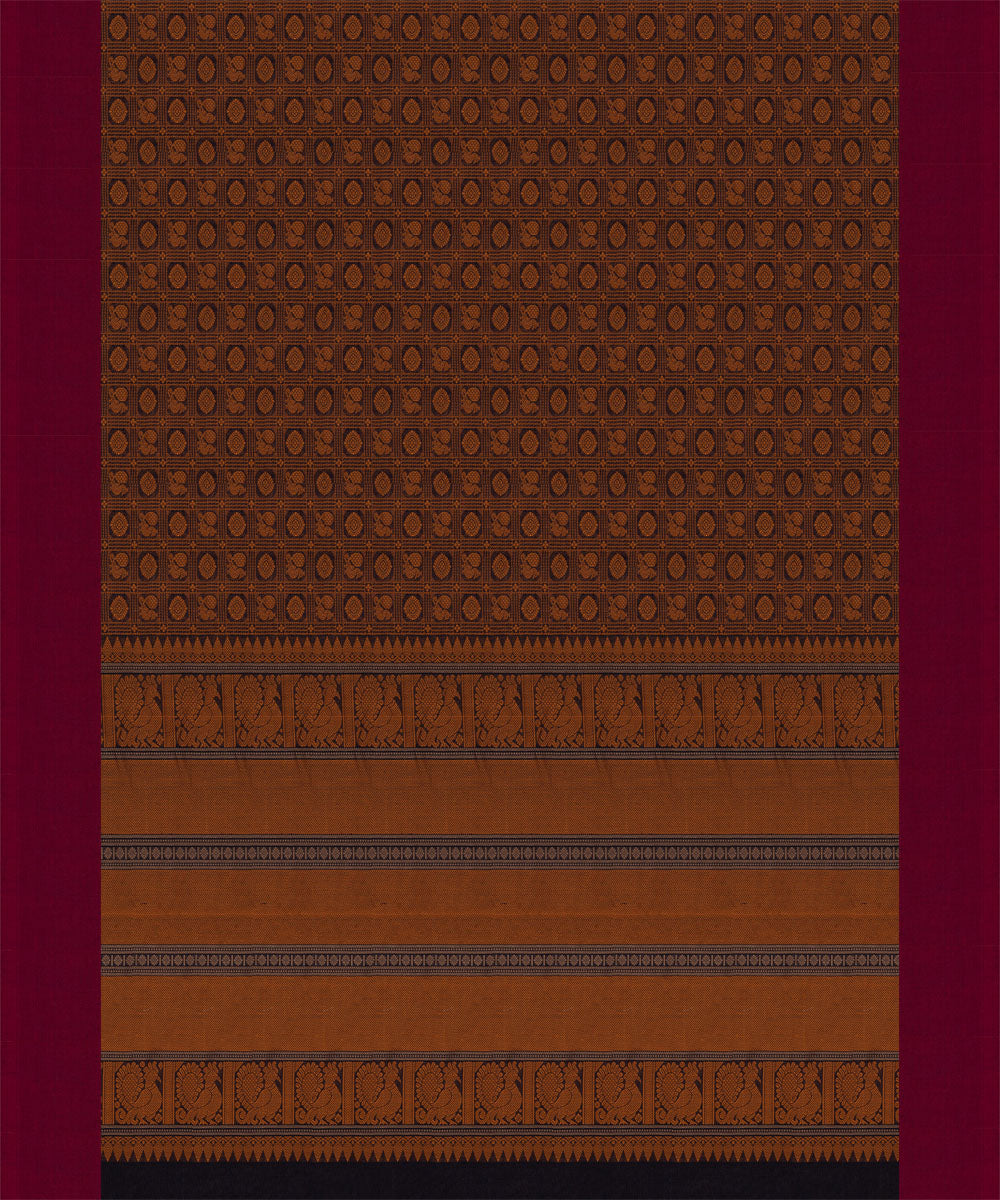 Blue magenta cotton handloom kajivaram saree