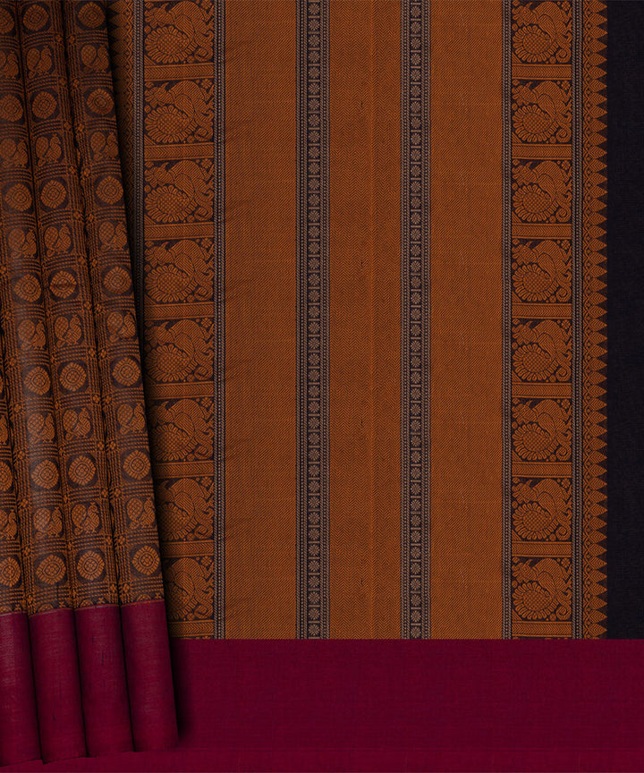 Blue magenta cotton handloom kajivaram saree