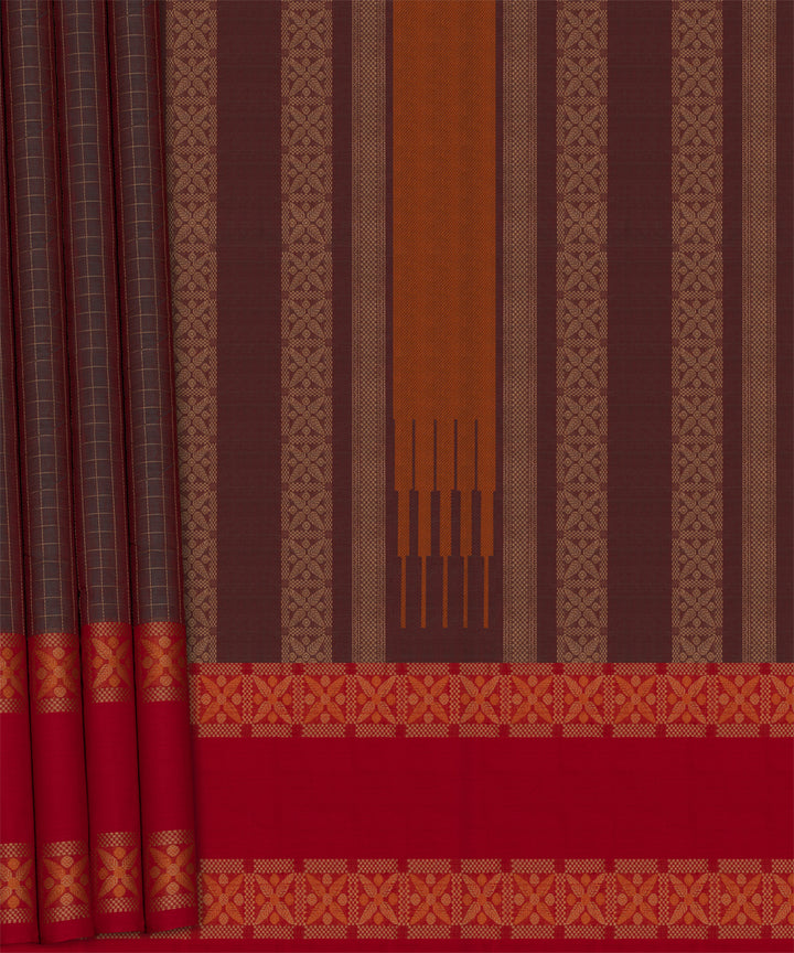 Purple red cotton handloom kajivaram saree