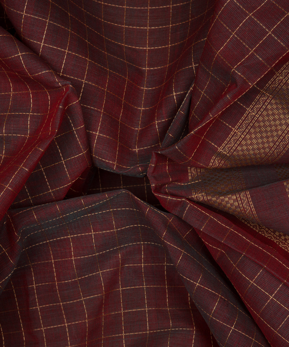 Purple red cotton handloom kajivaram saree