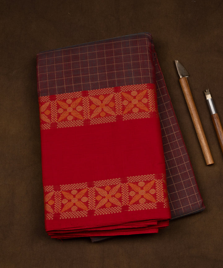 Purple red cotton handloom kajivaram saree