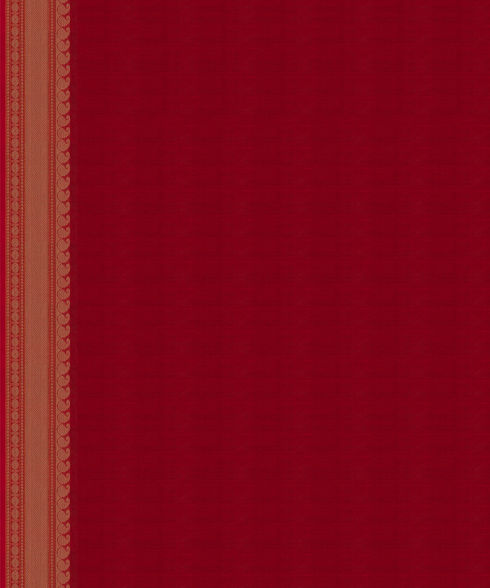 Red beige cotton handloom kajivaram saree