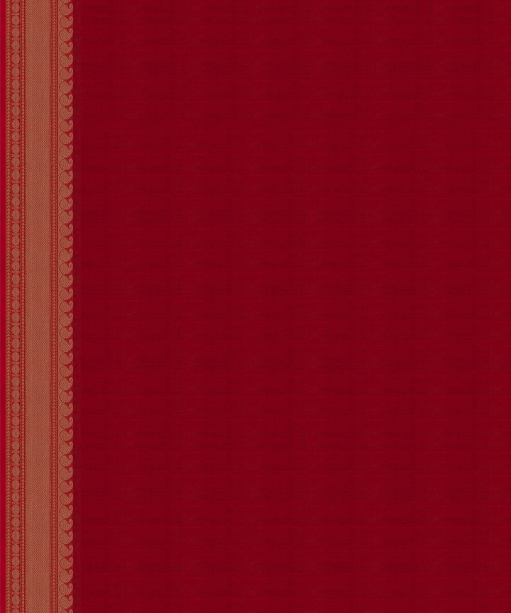 Red beige cotton handloom kajivaram saree