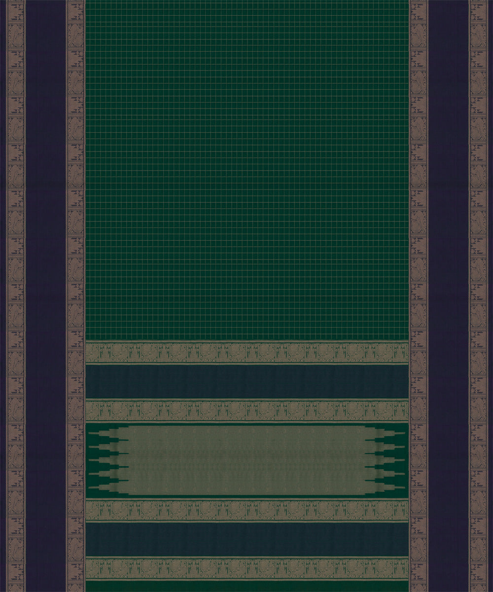 Blue green cotton handloom kajivaram saree