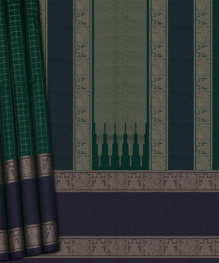 Blue green cotton handloom kajivaram saree