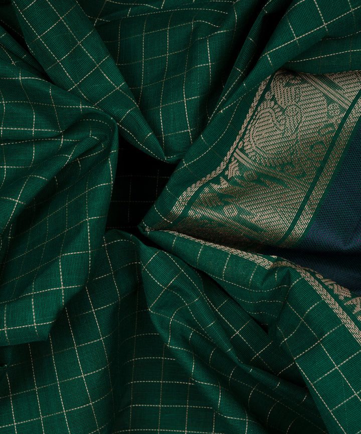 Blue green cotton handloom kajivaram saree