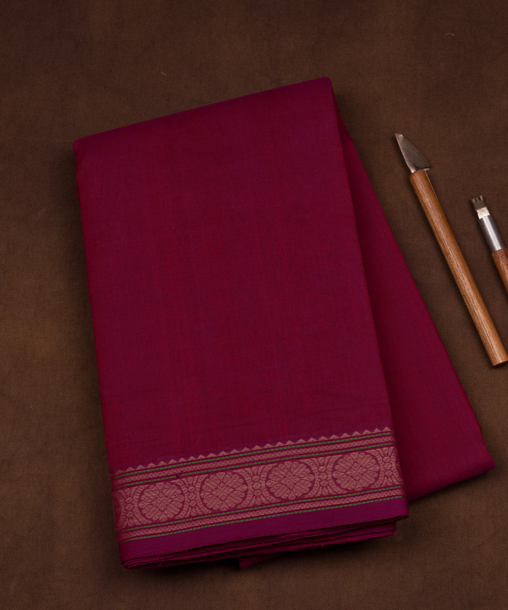 Pink multicolor cotton handloom kajivaram saree