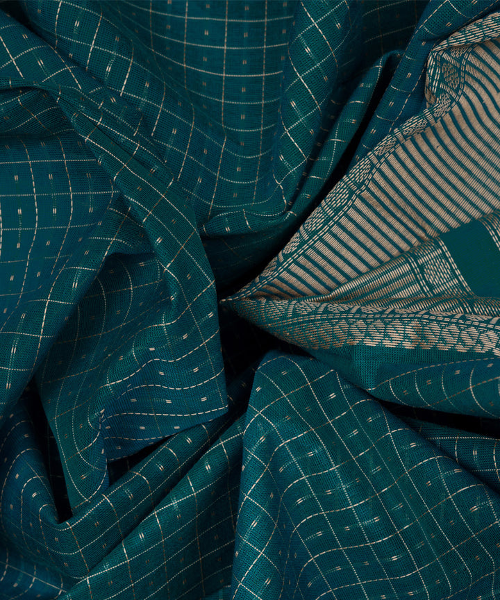 Blue grey cotton handloom kajivaram saree