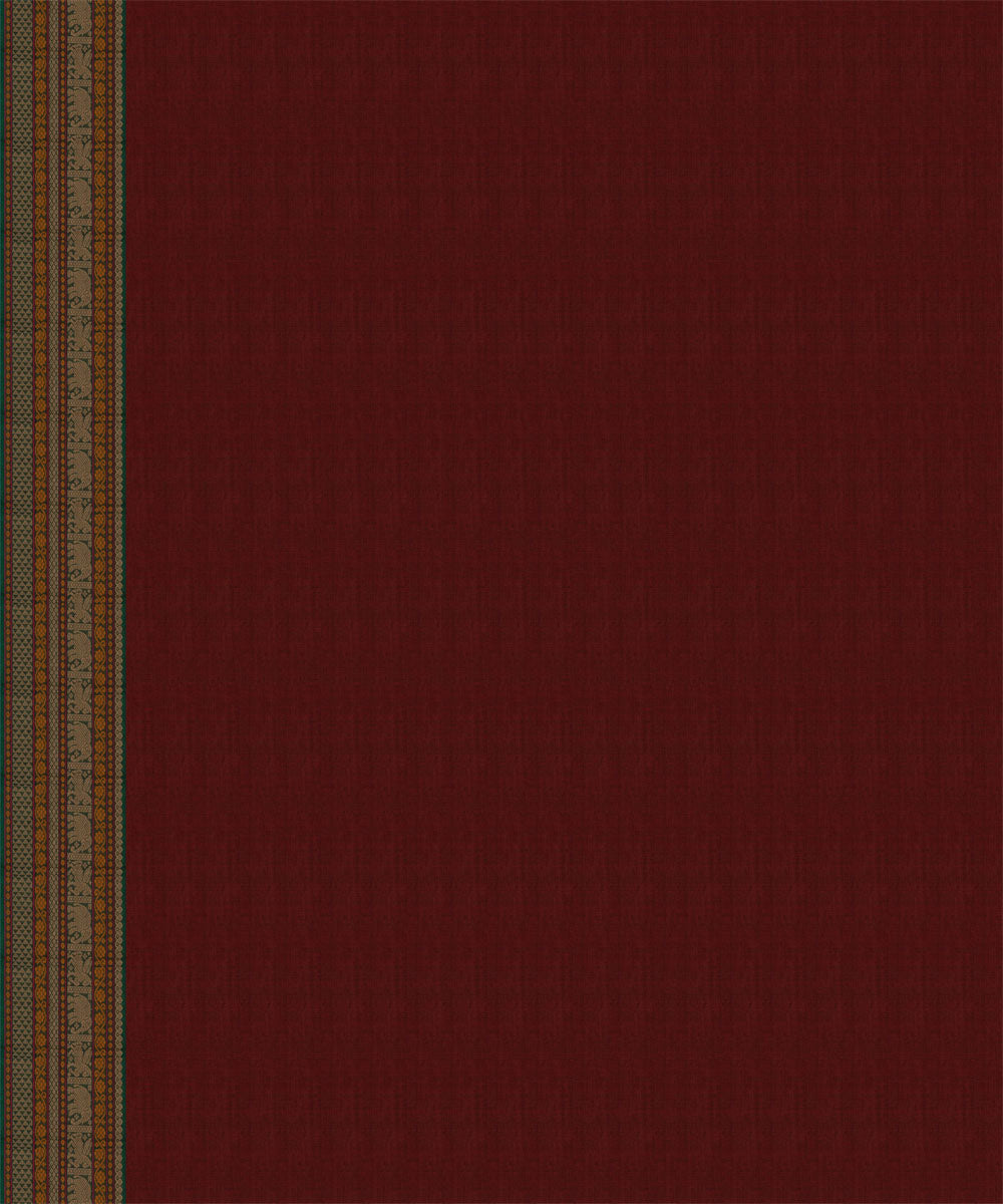 Maroon green cotton handloom kajivaram saree