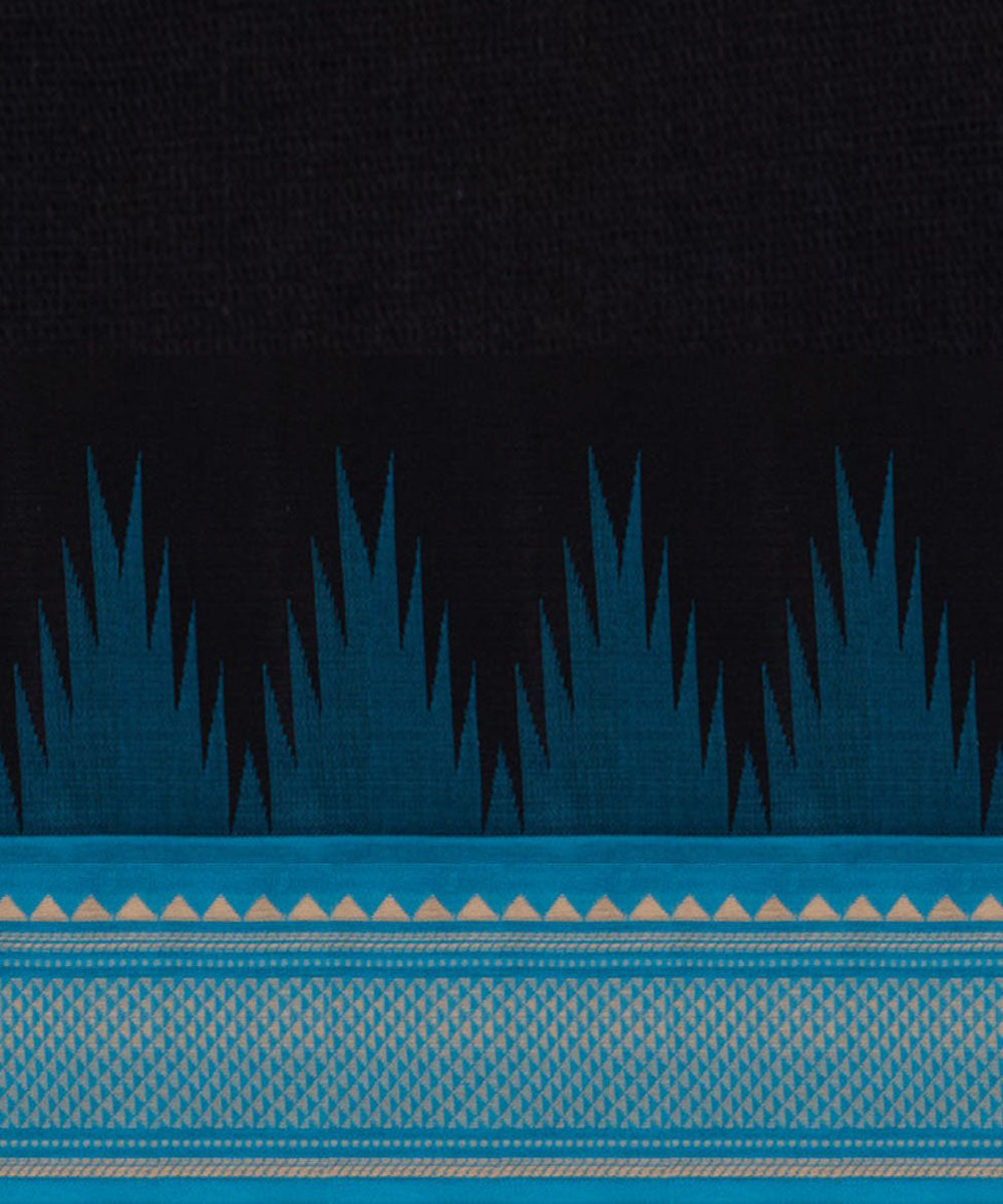 Black blue cotton handloom kajivaram saree