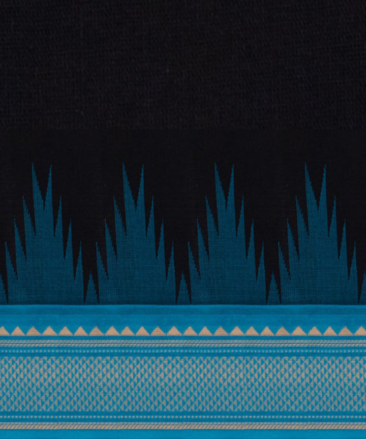 Black blue cotton handloom kajivaram saree