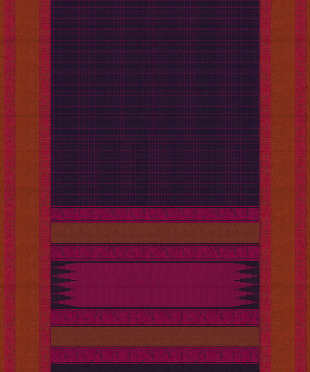 Purple magenta cotton handloom kajivaram saree