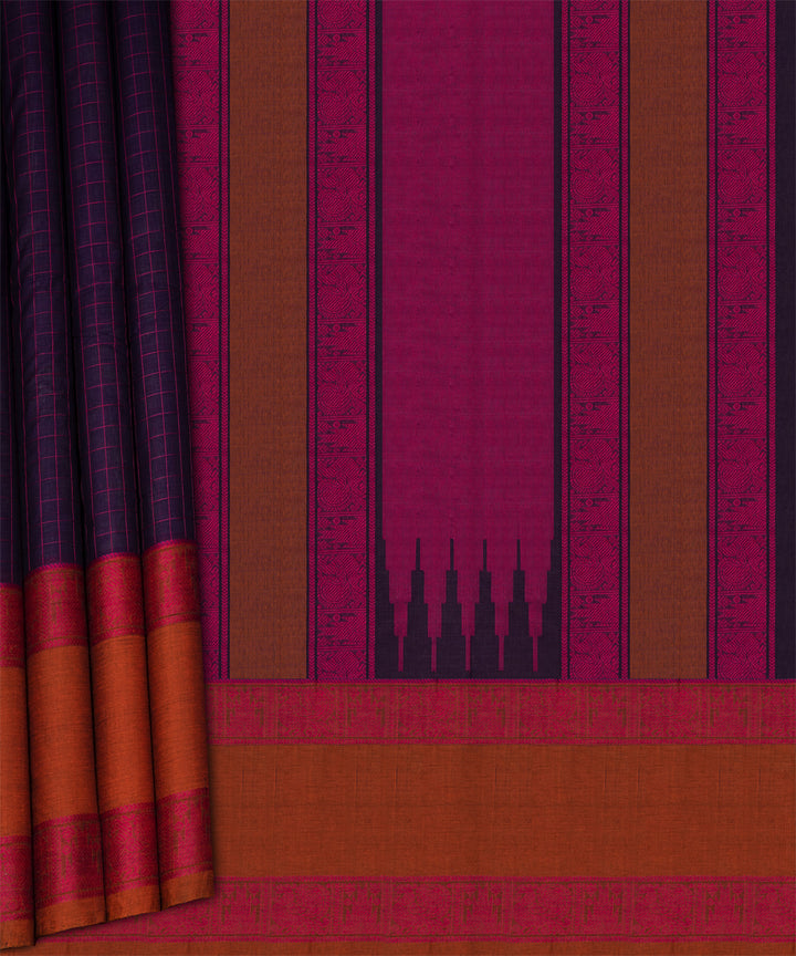 Purple magenta cotton handloom kajivaram saree