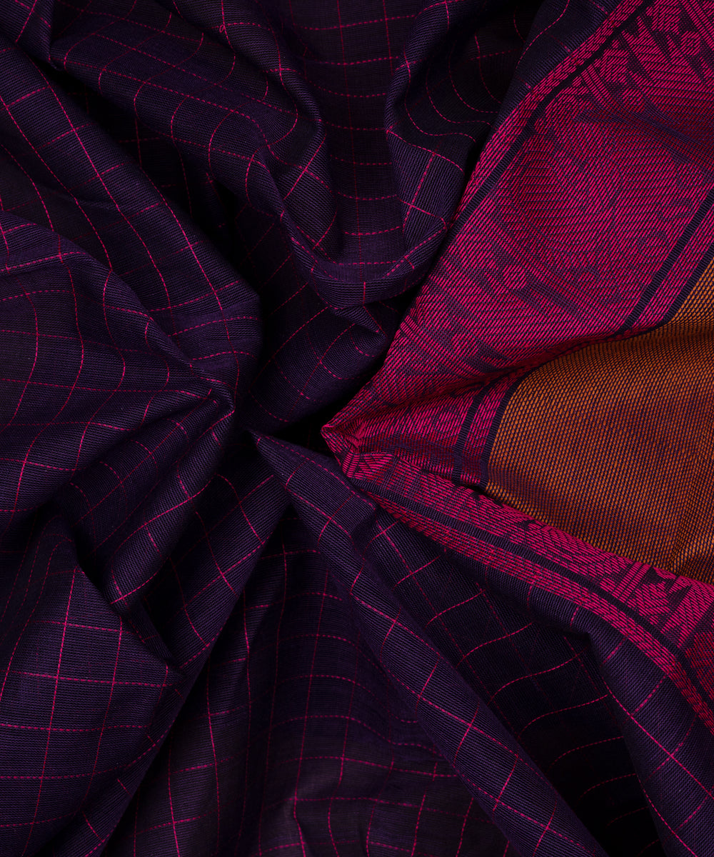 Purple magenta cotton handloom kajivaram saree